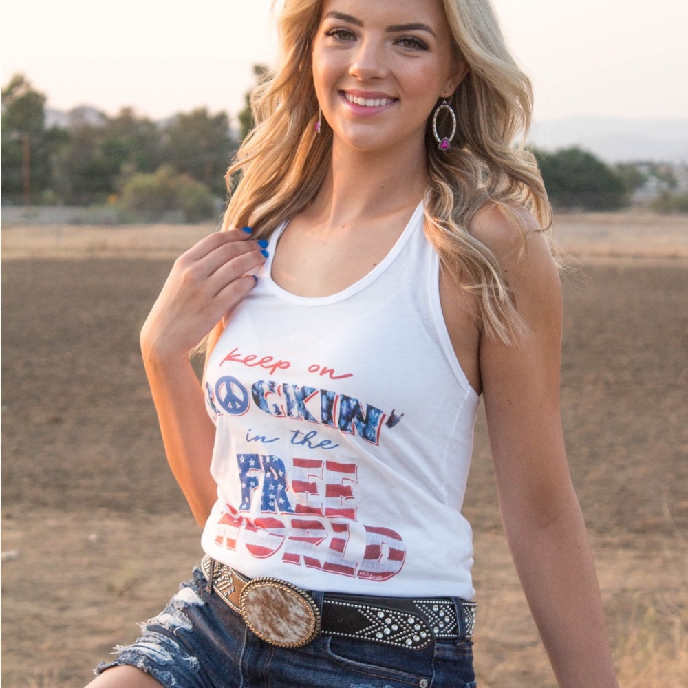 “Keep on rockin’ in the free world” tank